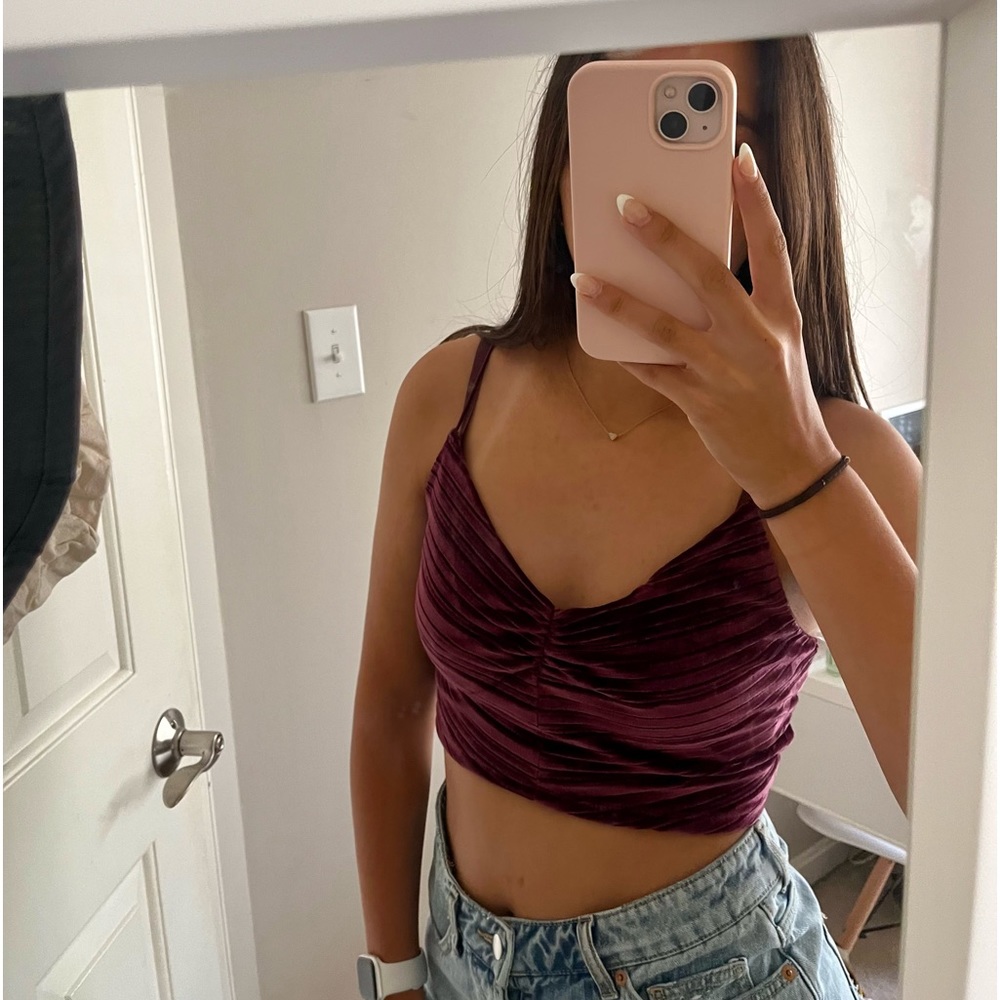 Maroon Velvet Top